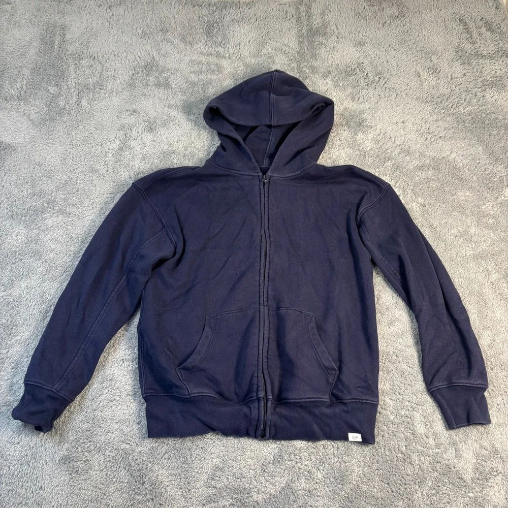 Gap Kids Boys Navy Blue Full Zip Fleece Hoodie Sweatshirt Size Large 10